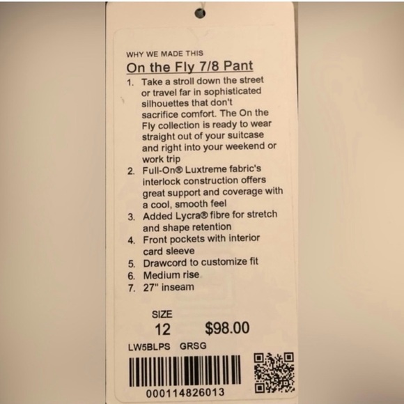 EUC Lululemon “On the Fly” Camo 7/8 pants, Size 12 - Picture 15 of 15